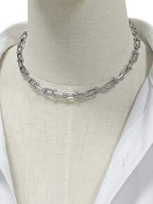 1 chiếc vòng cổ choker dạng xích U dày bằng thép không gỉ mạ vàng 18K phong cách punk cho nam nữ, trang sức - vòng cổ - Xem 5