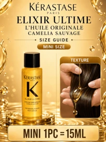 Dầu dưỡng tóc đa năng KÉRASTASE Elixir Ultime L'Huile Originale 30ml (dung tích lớn) + 15ml mẫu thử, bảo vệ tóc khỏi nhiệt, kiểm soát tóc xơ rối, tăng độ bóng, nuôi dưỡng tóc, chứa chiết xuất hoa trà dại, hoa nhài và nhựa thơm, công thức nhẹ nhàng phù hợp với mọi loại tóc, hương thơm tóc hàng ngày, món quà lý tưởng cho cả nam và nữ, sử dụng hàng ngày. - Dầu dưỡng tóc Kerastase Camellia Classic Fragrance - Xem 14