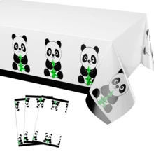 1/3pcs Panda Party Theme Disposable Plastic Tablecloth, Rectangular Outdoor Picnic Birthday Party Decoration Tablecloth 137x274cm - Multicolor - View 8