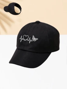 1pc Women's Black Line Butterfly Print Baseball Cap Outdoor Sun Hat - Black - View 4