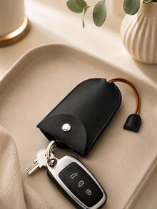 Pull Out Key Case PU Leather Keychain Pouch, 1pc Large Capacity Car Key Holder Organizer With Snap Fastener & Rope Strap, Cute Mini Portable Pull Type Key Bag Cover Sleeve Protector For Purse Backpack, Key Fob Case For Men Women, Gift - A - View 6