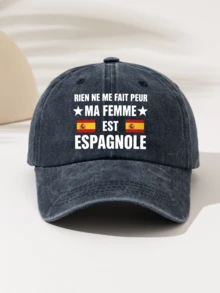1件時尚簡約水洗棒球帽「RIEN NE ME FAIT PEUR MA FEMMEXESTESPAGNOLE」印花圖案,送給家人和朋友的禮物,男女皆宜的時尚必備單品 - 水洗帽 - 查看 15