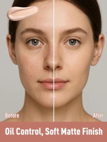 FV Perfect Matte Liquid Foundation - Full Coverage Oil-Free Foundation Pore-Blurring Concealer Waterproof Long-Lasting Lightweight Brand Makeup Face Paint Suitable For Y2K Fashion Party Birthday Christmas Gift Best Shade - Ivory - View 4