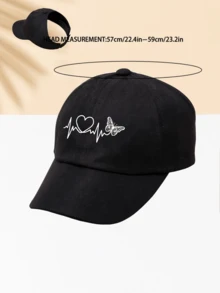 1pc Women's Black Line Butterfly Print Baseball Cap Outdoor Sun Hat - Black - View 3