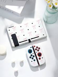 適用於 Switch 第二代 (2025) 的保護殼，1 個粉色蝴蝶結 & 黑色心形圖案保護殼，適用於 Switch 2/Switch NS/Switch OLED/Lite，Switch 遊戲機配件，全套，收納袋，卡槽底座外殼，Switch 保護殼，適合 Switch 玩家的最佳禮物 - 彩色 - 查看 3