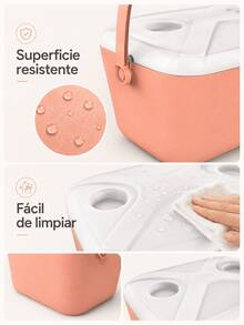 Nevera portátil aislada, nevera impermeable para exteriores con asa resistente, nevera portátil, nevera rígida para exteriores, mantiene las bebidas frías hasta por 24 horas, ideal para la playa, acampadas, barbacoas y otras ocasiones. - Rosa Pálido - Ver 7