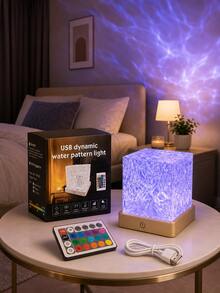 1pc[Desktop Decorative Lamp]Ocean Wave Water Ripple Projection Light, Colorful Atmosphere Night Light | Suitable For Bedroom, Dorm, Desk, Room Decoration | USB Powered - Multicolor - View 13