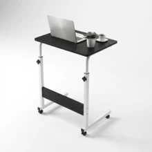 Adjustable Side Table With Wheels For Laptop, Smart Multipurpose Portable Desk For Bed And Sofa - Black - View 2