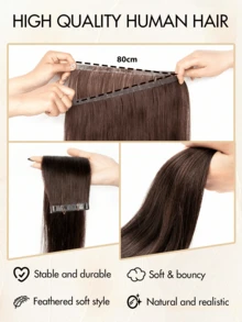 Remy Human Hair Extensions, PU Seamless Tape-In Straight Natural Hair Weft, Invisible Tape Hair Extensions - Multicolor - View 5