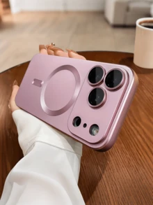 1 Piece Magnetic Phone Case, Magnetic Induction Slim Phone Case, Compatible With IPhone 15/15Pro/15Plus/15ProMax - Pink - View 7