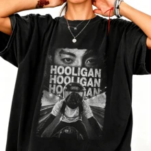 J Ungkook Hooligan Vintage Shirt Jung Kook Eyes Bootleg Tee Retro 90s K-Pop Streetwear Shirt J Ungkook Fan Gift B TS Ins.Png - 黑色 - 查看 1