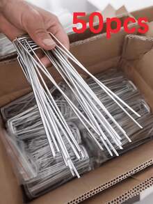 50PCS U-Shaped Garden Stakes - Metal Securing Pegs For Barrier Fabric, Turf, Landscape Fabric, And Irrigation Tubing Ground Fixation - Silver - View 12