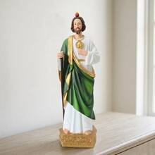 LUMIARTISAN Tadeusz Resin Statue With Cane, Retro Religious Decor, Easter Holiday Gift, Vintage Resin Craft, Home Office Desktop Ornament - 擺飾 - 查看 9