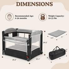 Kinder King 4 In 1 Baby Bassinet Bedside Crib, Foldable Portable Infant Crib With Storage Basket For Newborns, Dark Grey - Dark Grey - View 4