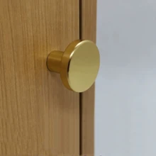 12/6/1 pièce pièce Poignée dorée, poignée de tiroir en alliage d'aluminium, poignée de tiroir ronde noire minimaliste, convient pour la maison - trou unique - Voir 6