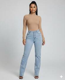 Women's Long Sleeve Ribbed Turtleneck Turtleneck Blouse For Winter - Beige - View 2