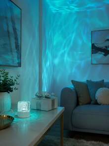 1pc[Wave Projection Lamp]White Desktop Night Light, Colorful Water Ripple Atmosphere Light | Suitable For Living Room, Desk, Bedroom, Home Decor | USB Powered - MultiWarna - View 11