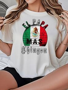 PremiumEl águila nacional de la bandera mexicana representa el orgullo familiar, el amor por México y el respeto por la cultura tradicional, lo que la convierte en la opción ideal para las mujeres que aman a su país. Esta camiseta 100% algodón para mujer está diseñada para una comodidad informal y cotidiana.Bestseller - Blanco - Ver 1