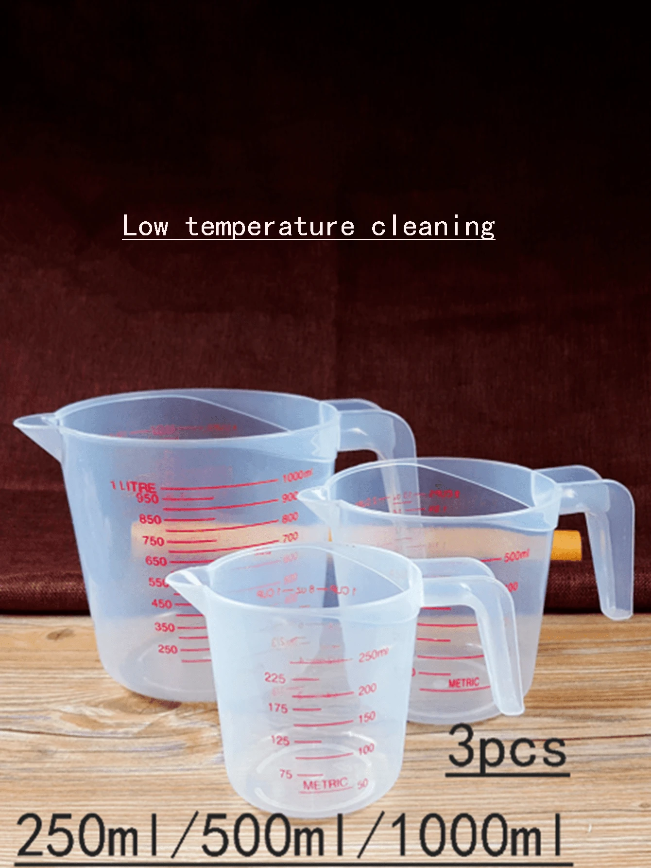 1pc/2pcs/3pcs/Multi-Purpose Measuring Cup, Transparent Plastic Heat-Resistant Stackable Measuring Cup With Angled Handle And Spout, Kitchen Essential Accessory, Transparent 500ml, 250ml, 1000ml, Measuring Cup (Low-Temperature Cleaning)