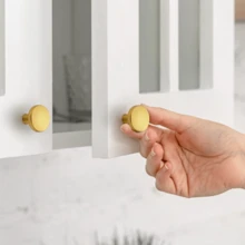12/6/1 pièce pièce Poignée dorée, poignée de tiroir en alliage d'aluminium, poignée de tiroir ronde noire minimaliste, convient pour la maison - trou unique - Voir 3