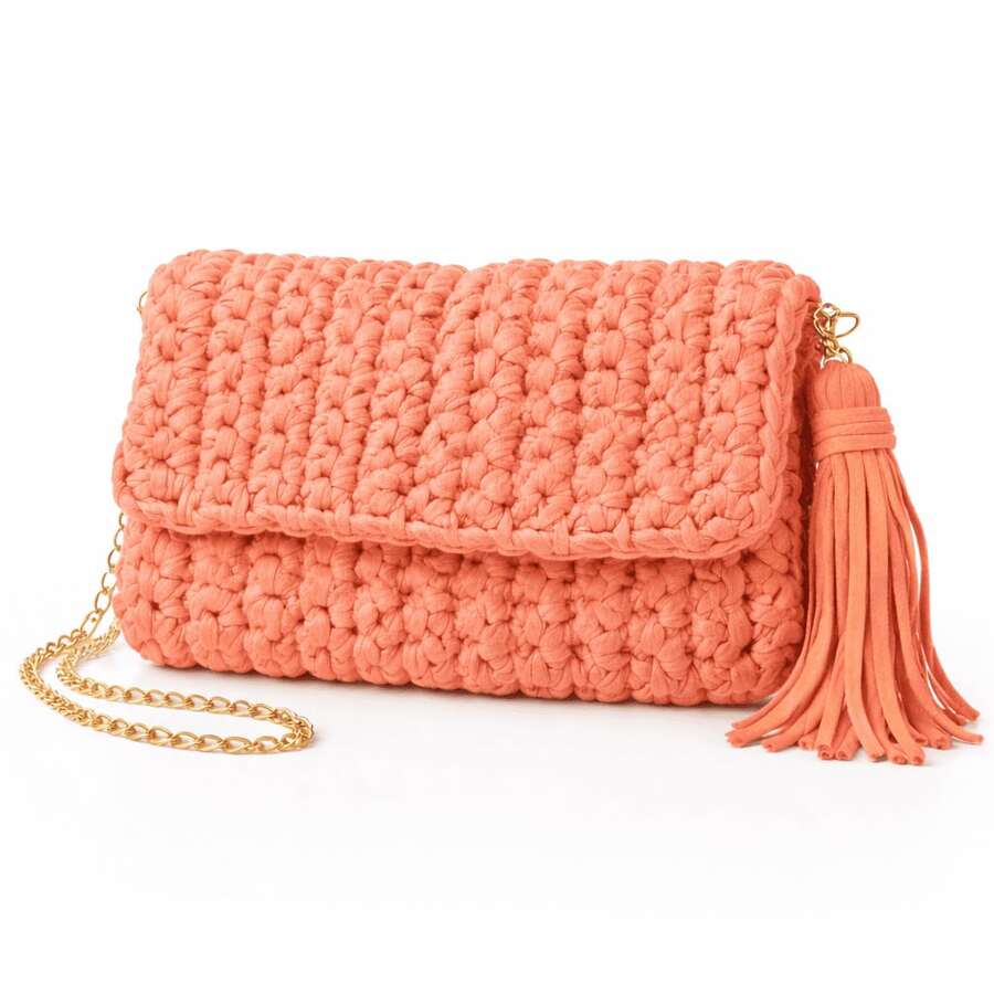 Women's Crochet Party Bag - Salmon - View 1