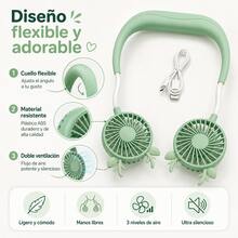 Rechargeable USB Neck Fan, Cute Sheep Design, Long Battery Life For Outdoor Use - Green - View 7