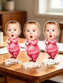 1/3/5pcs Custom Acrylic Photo Standee, Personalized Cartoon Portrait Plaque With Round Base, Custom Couple Family Figure Display, Photo Desk Decor, Wedding Anniversary Gift, Birthday Gift For Him Her, Boyfriend Girlfriend Keepsake - Multicolor - View 9