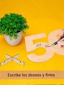 Wooden Number Greeting Card, Suitable For 18 To 80 Years Old Birthday And Anniversary; Features Personalized Handwritten Style Message; Perfect Gift For Both Men And Women; Can Be Used As A Decorative Greeting Card Or Birthday Party Decoration. - Multicolor - View 3