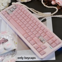 132-Key Fujimoto Tsukihide Flowers Light Purple White/Pink PC Frosted Transparent Keycaps Original Height Keycaps Compatible With 61/75/87/98 - View 8