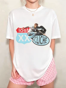 Unisex Retro Skate Collage T-Shirt "Lost XX Cliche", Versatile Neutral Style - White - View 9
