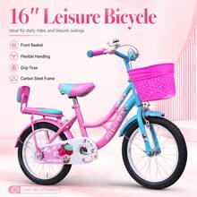 16-Inch Bicycle With Front Basket And Training Wheels, Leisure Riding Bike, Random Color - Multicolor - View 3