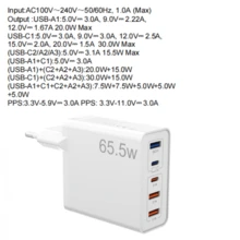 65.5W USB-C Fast Charger (2 USB-C Ports + 3 USB-A Ports), Compact PD Charger Adapter For MacBook, 17/16/15/14, IPad, And More - Super Fast Charging, Essential For Travel And Home - EU C Type Plug(220-240V) - View 7
