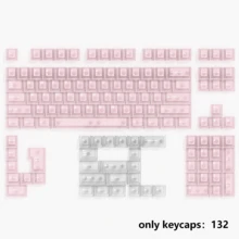 132-Key Fujimoto Tsukihide Flowers Light Purple White/Pink PC Frosted Transparent Keycaps Original Height Keycaps Compatible With 61/75/87/98 - View 12