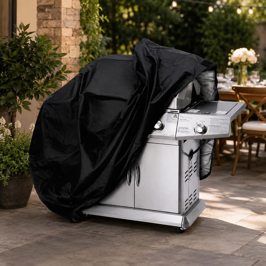 Waterproof 210D Oxford Cloth Barbecue Grill Cover, Outdoor Furniture Cover - Black - View 1