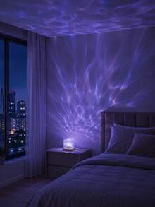 1pc[Desktop Decorative Lamp]Ocean Wave Water Ripple Projection Light, Colorful Atmosphere Night Light | Suitable For Bedroom, Dorm, Desk, Room Decoration | USB Powered - Multicolor - View 3