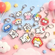 Cute Line Cat Acrylic Keychain, Heart Balloon Clown Cat Pendant, Bag And Car Key Charm, Cute Student Gift, Multiple Sizes Available - Multicolor - View 2