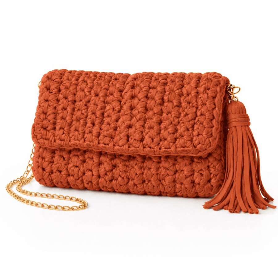 Women's Crochet Party Bag - Terracotta - View 1