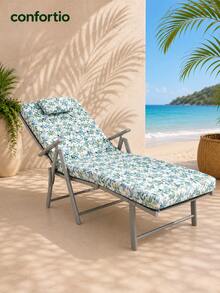 Confortio Colchoneta para Tumbona Exterior|Cojín Tropical Acolchado con Almohada Integrada|Espuma Cómoda 4CM/8CM|Diseño de Animales Tropicales, Hojas y Flamencos|Ideal para Playa, Jardín, Terraza, Balcón y Piscina|5 Tamaños Disponibles - Animales Tropicales - Ver 1