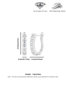 1 Pair Quality S925 Sterling Silver Sparkling Zirconia Double Hoop Earrings, Exquisite Elegant Classic Romantic Hoop Earrings For Pierced Ears, Hypoallergenic, Suitable For Women's Daily Wear, Collection, Casual, Travel, Party, Comes With Exquisite Gift Box Packaging, Ideal For Birthday, Holiday, Anniversary, Christmas, Mother's Day, Thanksgiving Gifts - White Gold - View 5