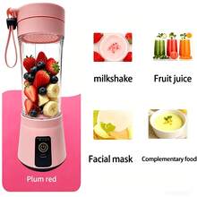 Pomeranian 1 Mini Home Portable Blender, Stainless Steel Six Blade Powerful Blender, Rechargeable USB Juicer, Mini Milkshake Salad Juicer, Multi Functional Fruit And Vegetable Blender, Fast Juice, Available In Pink And Blue - Rose Red - View 7