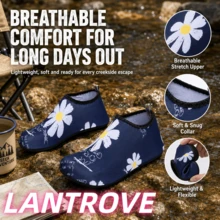 LANTROVE One-Piece Large Size Men's And Women's River Tracing Shoes For Vacation And Leisure Style, Beach Party, Suitable For Outdoor Sports, Rubber Non-Slip Sole, Breathable Quick-Drying Upper, Lightweight Wading Shoes - 藍色 - 查看 1