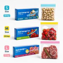 65PCS Reusable Stand-Up Storage Bags Set, Clear Double-Seal Zipper Bags With Wide Bottom, Small Medium Large Sizes For Kitchen, Fridge, Travel, Snacks, Produce And Home Organization - View 10