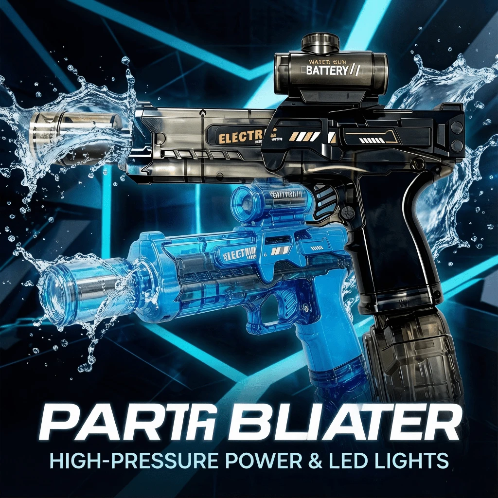 Toy Electric Water Gun, LED Lights, Large Capacity, Suitable For Patios, Swimming Pools, Parties, And More. Perfect For Boys And Girls, A Fun Outdoor Water Gun For Summer. - Black - View 1
