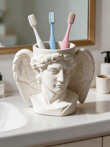 1pc David Statue Toothbrush Holder, Multifunctional Bathroom Storage Rack, Greek Mythology Sculpture Storage Cup, Unique Pen Holder, Home Decor Aesthetic, Graduation Gift, Desk And Vanity Organizer - Multicolor - View 2