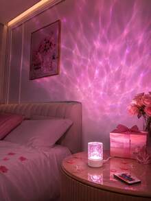 1pc[Wave Projection Lamp]White Desktop Night Light, Colorful Water Ripple Atmosphere Light | Suitable For Living Room, Desk, Bedroom, Home Decor | USB Powered - MultiWarna - View 3
