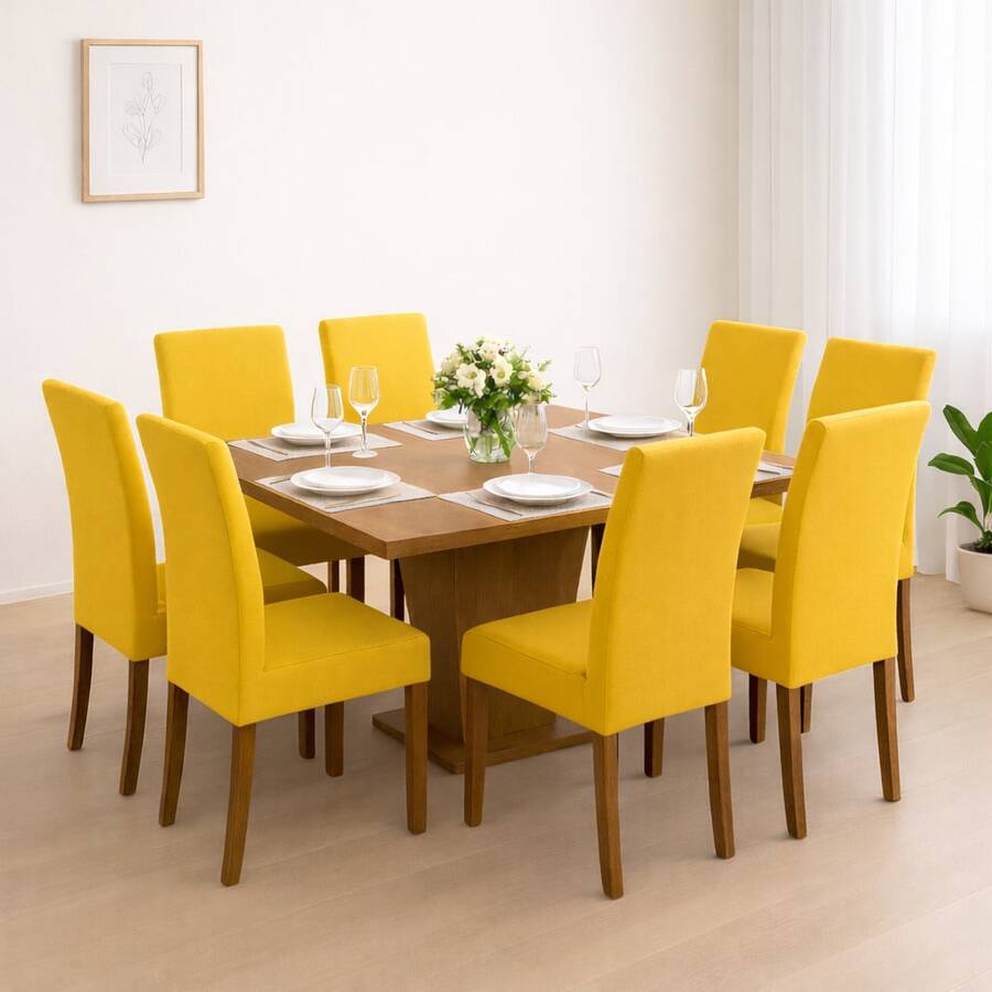 Chair Cover Kit With 6 Units For Dining Room Kitchen Pantry Gel Mesh Super Offer - Yellow - View 1