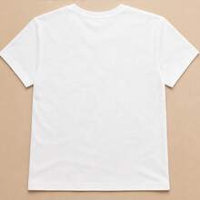 Playera mujer estampado oso de peluche con corazones, camiseta dama manga corta cuello redondo, blusa casual cute para outfit diario, regalo romántico, cumpleaños o San Valentín, top femenino juvenil cómodo, playera oversize mujer, camiseta gráfica tierna, ropa para mujer, look con jeans, short o falda, tallas chicas y grandes - Blanco - Ver 5
