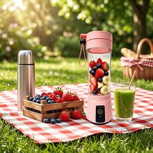 Pomeranian 1 Mini Home Portable Blender, Stainless Steel Six Blade Powerful Blender, Rechargeable USB Juicer, Mini Milkshake Salad Juicer, Multi Functional Fruit And Vegetable Blender, Fast Juice, Available In Pink And Blue - Rose Red - View 4