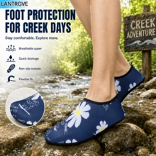 LANTROVE One-Piece Large Size Men's And Women's River Tracing Shoes For Vacation And Leisure Style, Beach Party, Suitable For Outdoor Sports, Rubber Non-Slip Sole, Breathable Quick-Drying Upper, Lightweight Wading Shoes - 藍色 - 查看 5