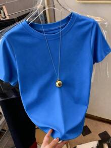 Cotton T-Shirt With Mexican Flag And Heart Print For Women, Girls And Boys, For Mexican Independence Day, Summer, Soft Short Sleeve T-Shirt For Women, Modern And Comfortable. - 藍色 - 查看 2